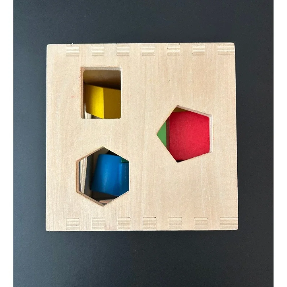Melissa & Doug Shape Sorting Cube Wooden Educational Toy 12 Pieces 575